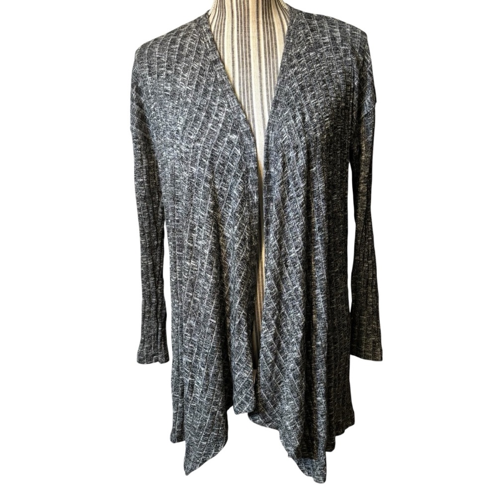 American Eagle Cardigan Small Heather Gray Open Front Sweater Ribbed Draped